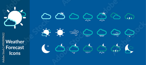 Weather forecast icon set. Vector illustration of weather forecast icon set. outline icons set for meteorology.