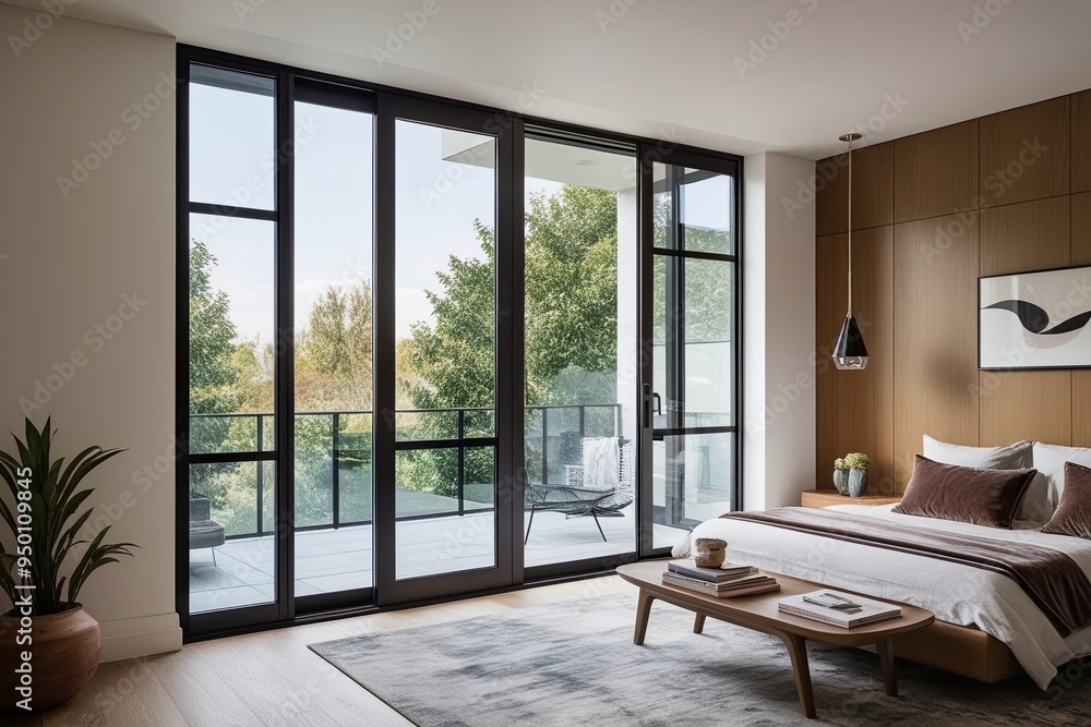 Fototapeta premium Innovative Studio Window Frame with Advanced Glass Styling for Modern Interior Design