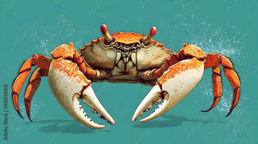 Monstrous Crab with Crushing Pincers in Teal Anime Monstrous Crab with Crushing Pincers in Teal Anime