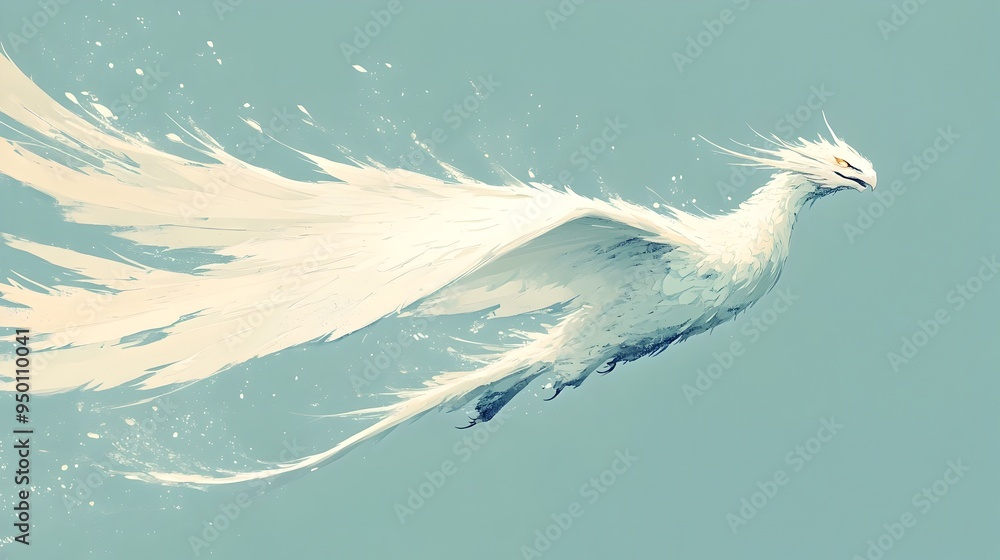 Fototapeta premium Razor-Sharp Winged Creature Slicing Through the Air on Pale Blue Background