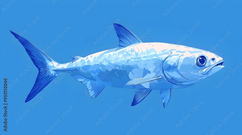 Striking Anime-Inspired Art of a Predatory Deep-Sea Fish in Vibrant Blue Ocean Striking Anime-Inspired Art of a Predatory Deep-Sea Fish in Vibrant Blue Ocean