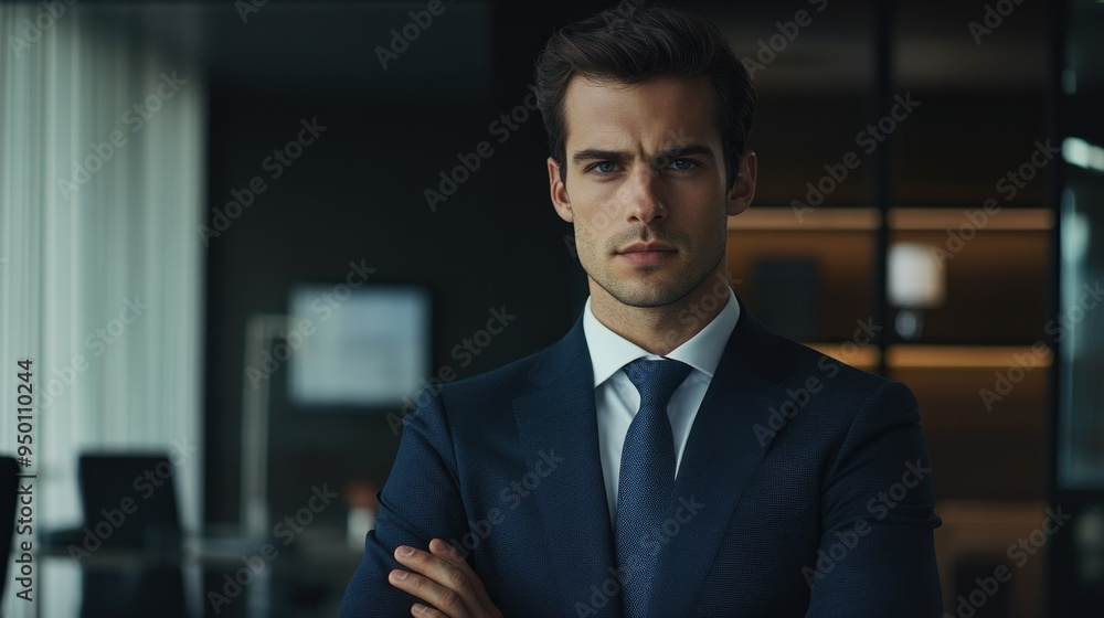 Confident Businessman in a Blue Suit and Tie Confident Businessman in a Blue Suit and Tie