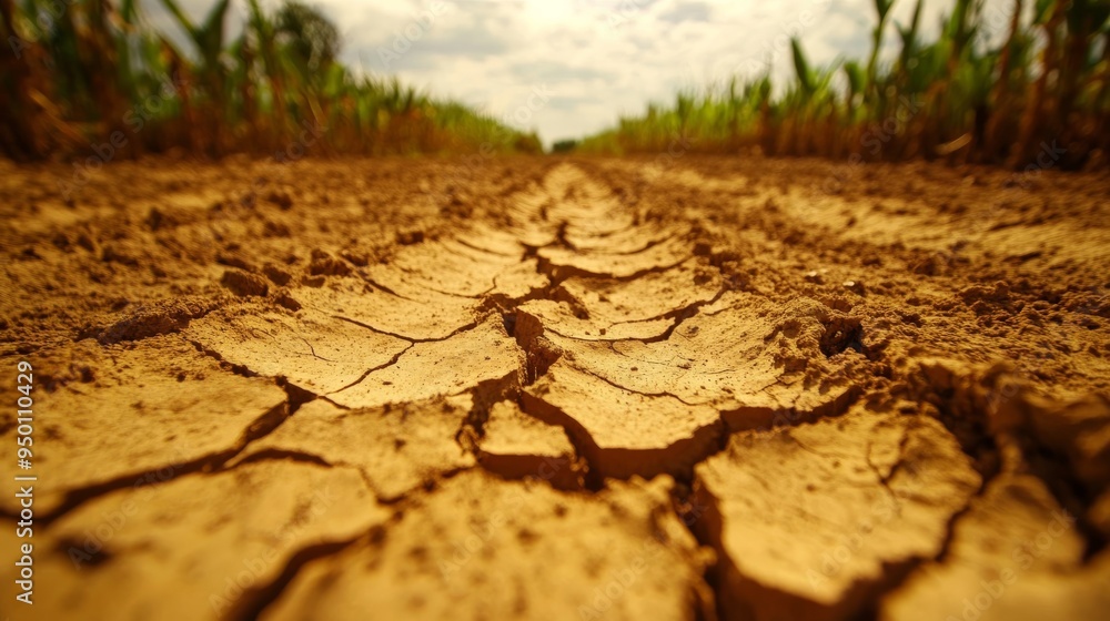Fototapeta premium Dry field, drought damage.