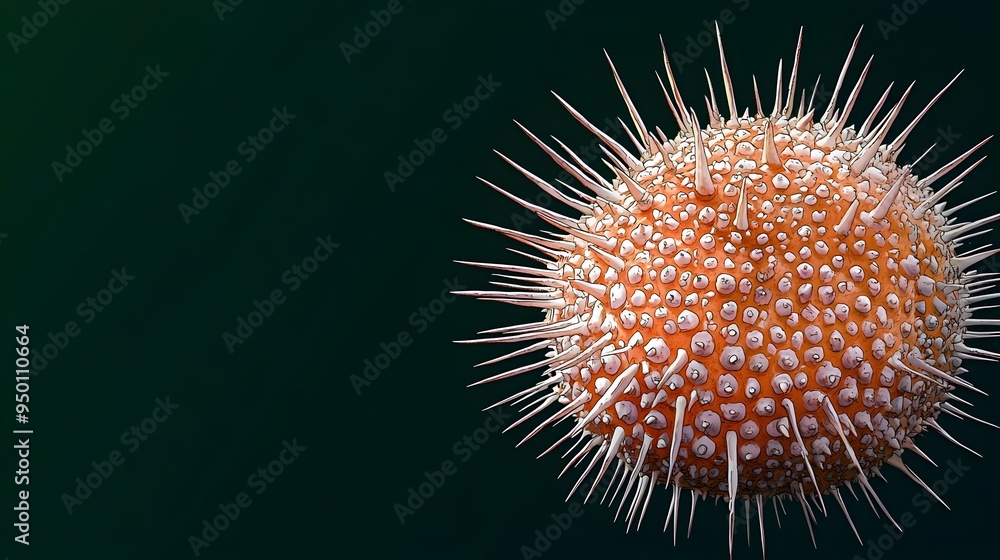 Monstrous Japanese Anime-Inspired Sea Urchin with Venomous Spines on Dark Green Background Monstrous Japanese Anime-Inspired Sea Urchin with Venomous Spines on Dark Green Background