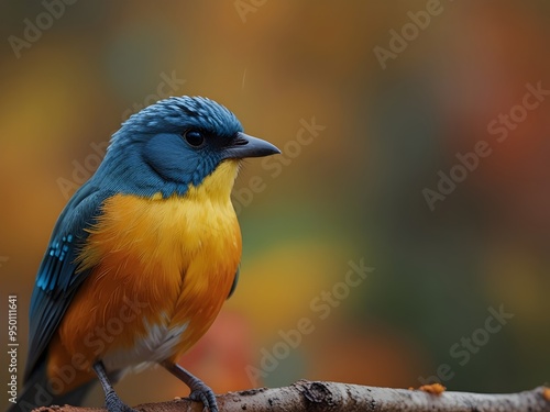 High-Detail Macro Image of a Brightly Colored Bird Showcasing Its Feathers and Patterns