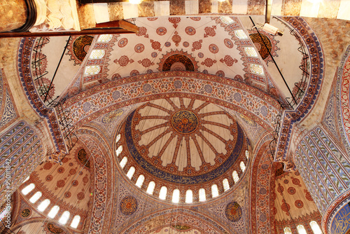 Breathtaking Islamic Fresco Art Adorning the Painted Dome of the Blue Mosque, Istanbul