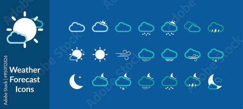 Weather forecast icon set. Vector illustration of weather forecast icon set. outline icons set for meteorology.