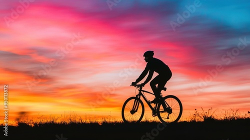 Wallpaper Mural Silhouette of a Cyclist Riding at Sunset Torontodigital.ca