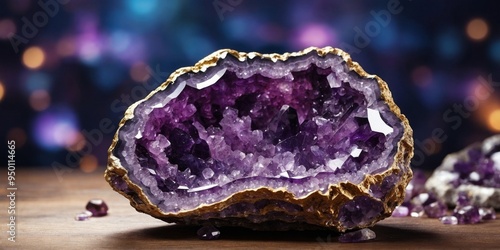 stunning glistening amethyst geode natural semi precious stone crystal.
