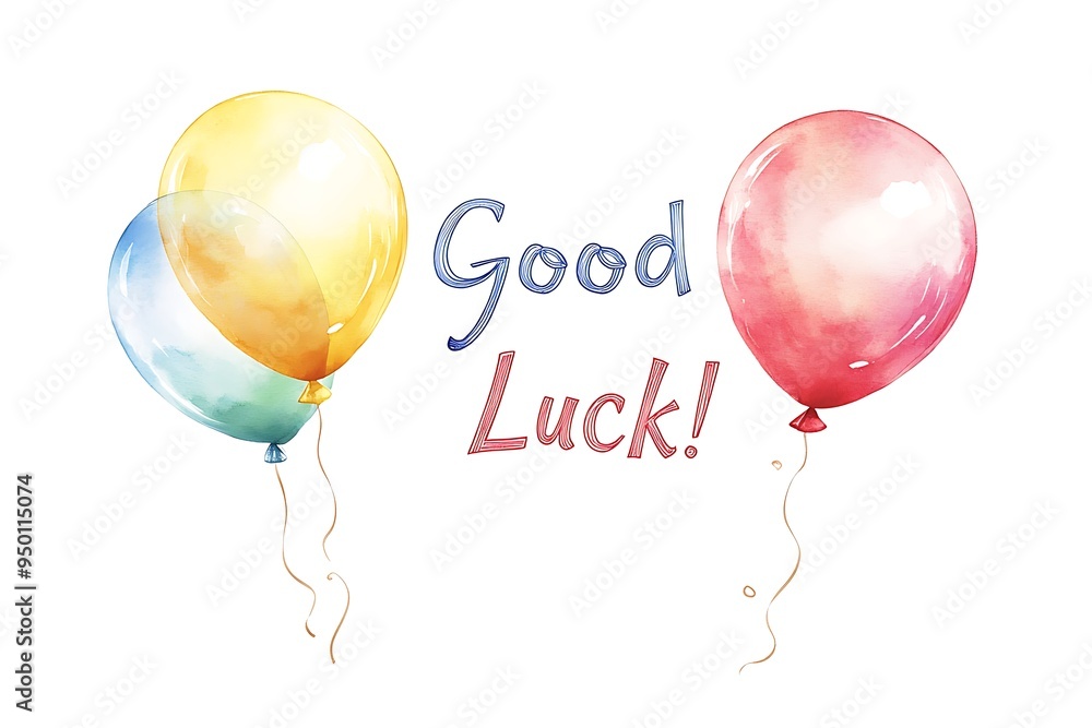 Φωτογραφία Vibrant Good Luck! Balloon Design on White Background for Cheerful Wishes and