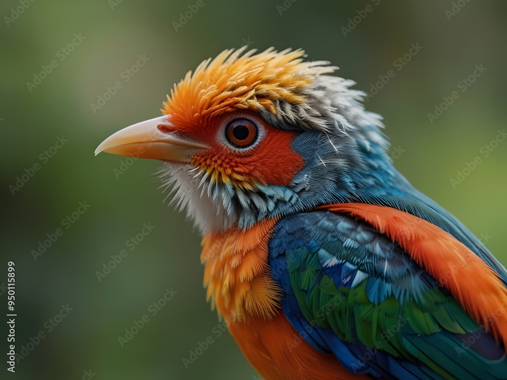 Fototapeta premium High-Detail Macro Image of a Brightly Colored Bird Showcasing Its Feathers and Patterns