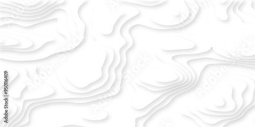 Abstract luxury white modern 3d papercut, topography map circle and wave line smooth multilayer pattern. vector white art papercut design Topographic geometric map relief texture with curved layers.