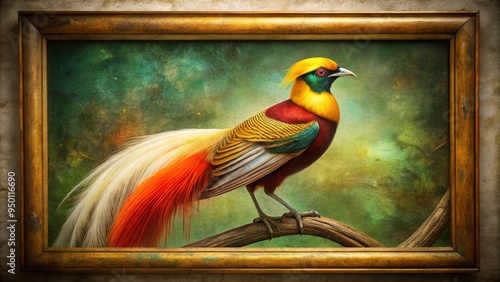 A shadowed cameraman frames a vintage King Bird-of-Paradise against a backdrop of rain-soaked city streets, its iridescent feathers glowing like a promise. photo