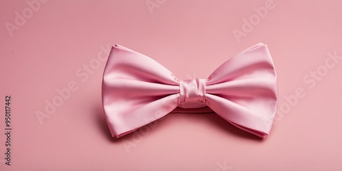 Top view of pink bow tie on pink background.