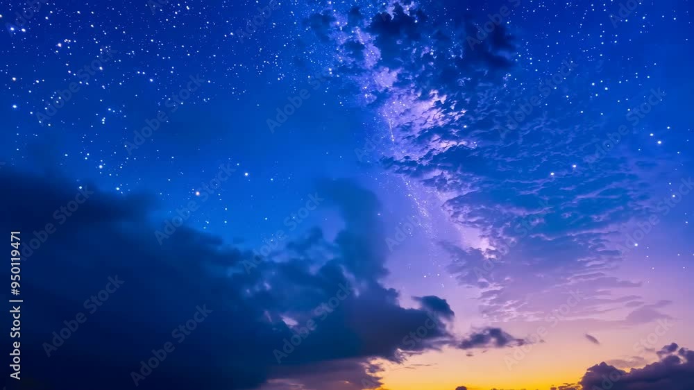 Stellar Transition: Time-Lapse of Milky Way and Moving Clouds Stellar Transition: Time-Lapse of Milky Way and Moving Clouds