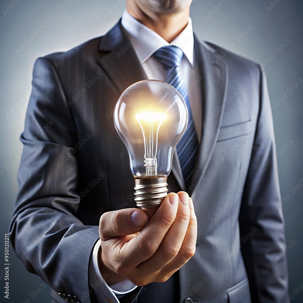 Businessman holding light bulb and brain inside Idea and imagination Creative and inspiration Businessman holding light bulb and brain inside Idea and imagination Creative and inspiration