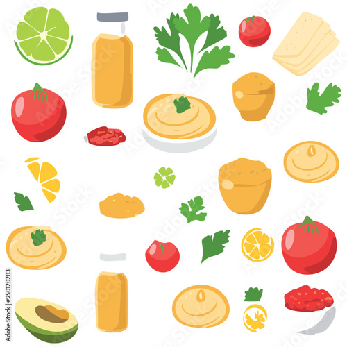 Collection of food, vector illustration.