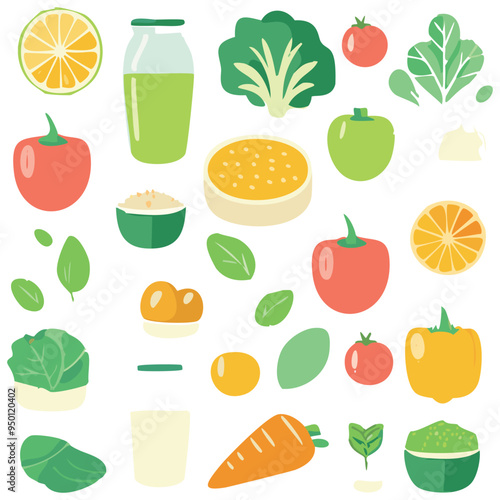 Collection of food, vector illustration.