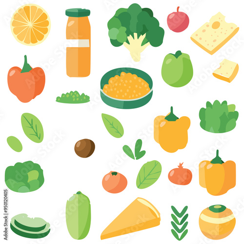 Collection of food, vector illustration.