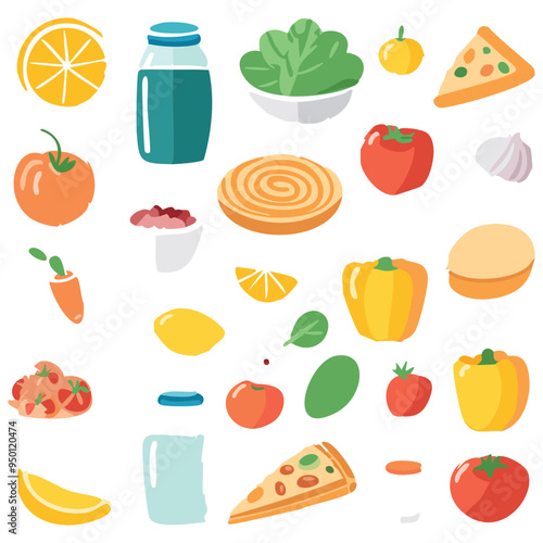 Collection of food, vector illustration.