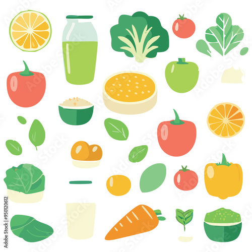 Collection of food, vector illustration.