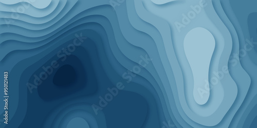 Modern seamless technology creative texture background. Abstract blue topography canyon map background with waves 3d papercut technology creative texture background.