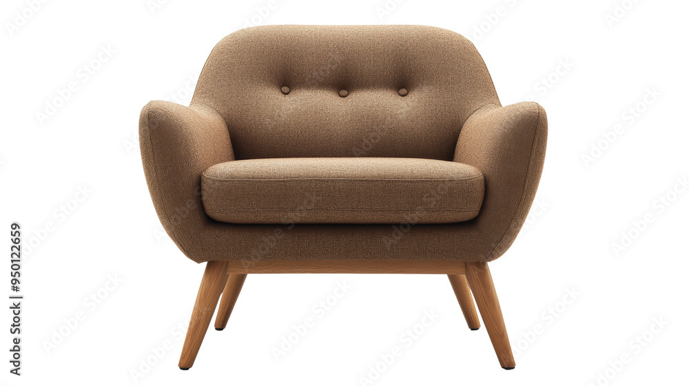 A stylish and comfortable brown armchair, perfect for relaxing at home. A stylish and comfortable brown armchair, perfect for relaxing at home.