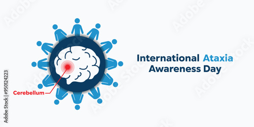 International Ataxia Awareness Day. Brain and people icons. Great for cards, banners, posters, social media and more. White background.