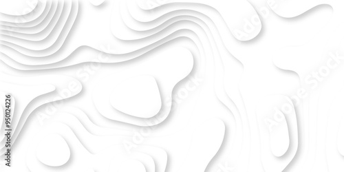 Abstract luxury white modern 3d papercut, topography map circle and wave line smooth multilayer pattern. vector white art papercut design Topographic geometric map relief texture with curved layers.