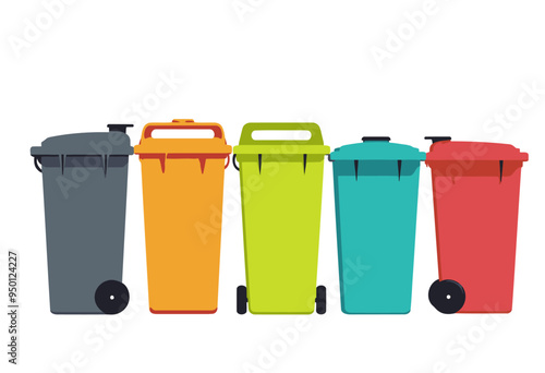 Minimalist Trash Can Illustration | Isolated on Transparent Background 