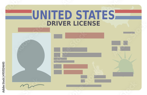 USA driver's license in flat design style (cut out)	