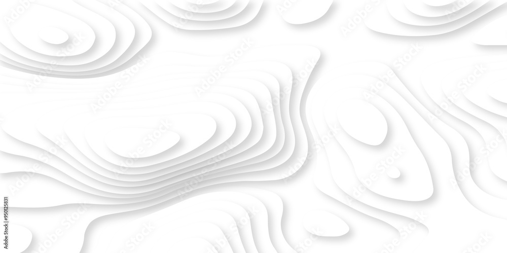 Abstract luxury white modern 3d papercut, topography map circle and wave line smooth multilayer pattern. vector white art papercut design Topographic geometric map relief texture with curved layers. Abstract luxury white modern 3d papercut, topography map circle and wave line smooth multilayer pattern. vector white art papercut design Topographic geometric map relief texture with curved layers.