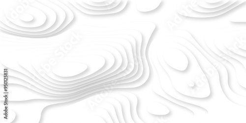 Abstract luxury white modern 3d papercut, topography map circle and wave line smooth multilayer pattern. vector white art papercut design Topographic geometric map relief texture with curved layers.