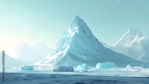 Wallpaper Mural A majestic snow-capped mountain range with a clear blue sky, glaciers, and a vast, icy expanse in the foreground. Torontodigital.ca