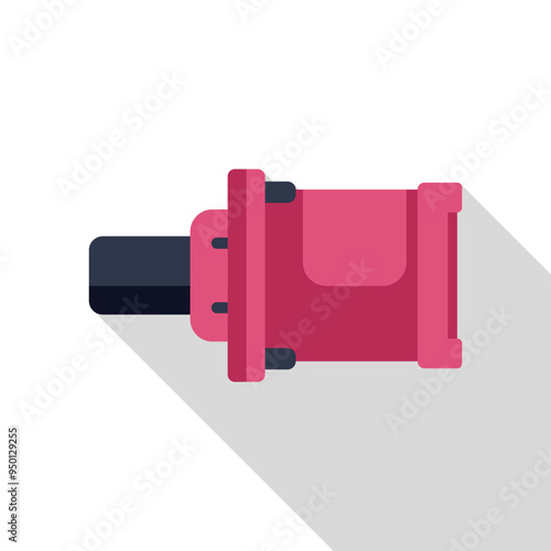 Red water pump icon in flat style, isolated on white background