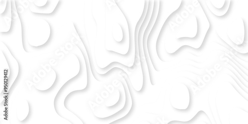 Abstract luxury white modern 3d papercut, topography map circle and wave line smooth multilayer pattern. vector white art papercut design Topographic geometric map relief texture with curved layers.