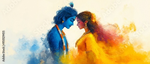 Krishna and Radha, the Hindu mythical pair, are central to the Holi celebration.