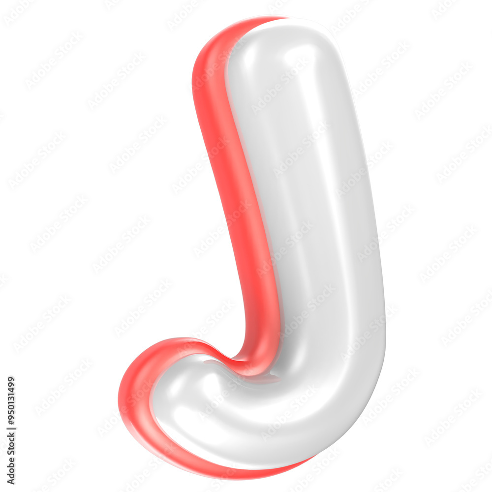 J Font Red And White 3D Rendering J Font Red And White 3D Rendering