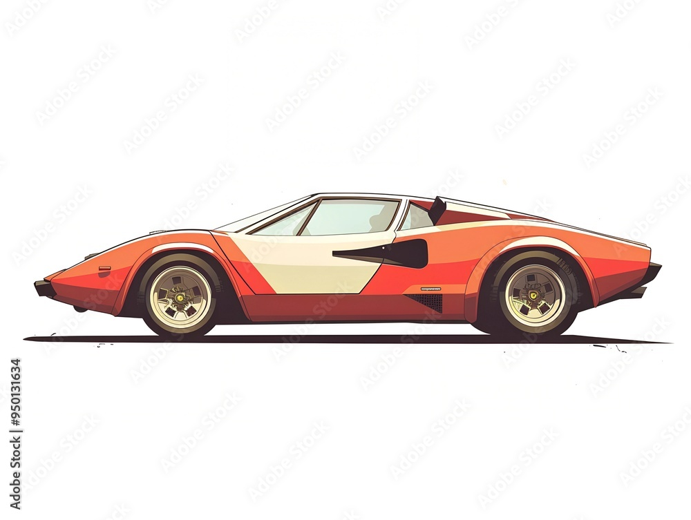 retro sport car illustration clipart isolated on white. AI generated retro sport car illustration clipart isolated on white. AI generated