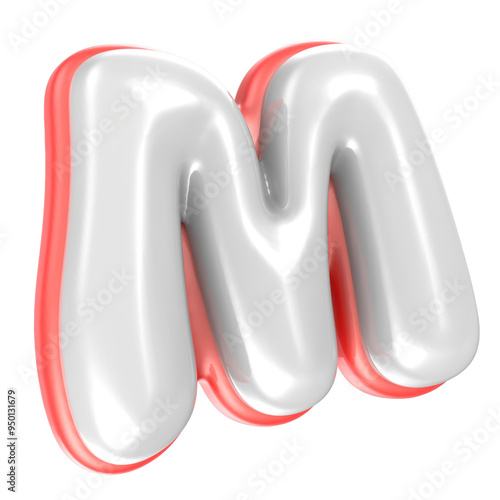 M Font Red And White 3D Rendering