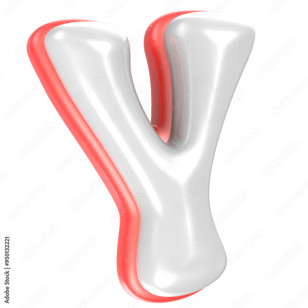 Y Font Red And White 3D Rendering Y Font Red And White 3D Rendering