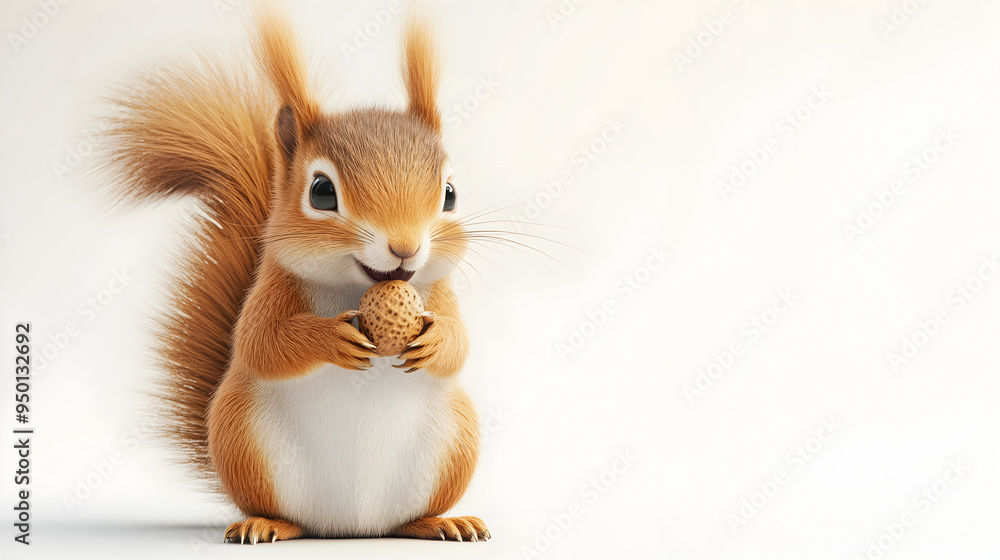 Cute Squirrel Eating Nut in Studio Shot with Copy Space Cute Squirrel Eating Nut in Studio Shot with Copy Space