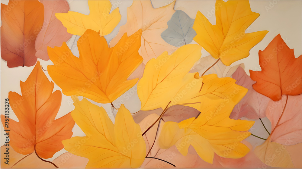 Fototapeta premium A painting of leaves on a background