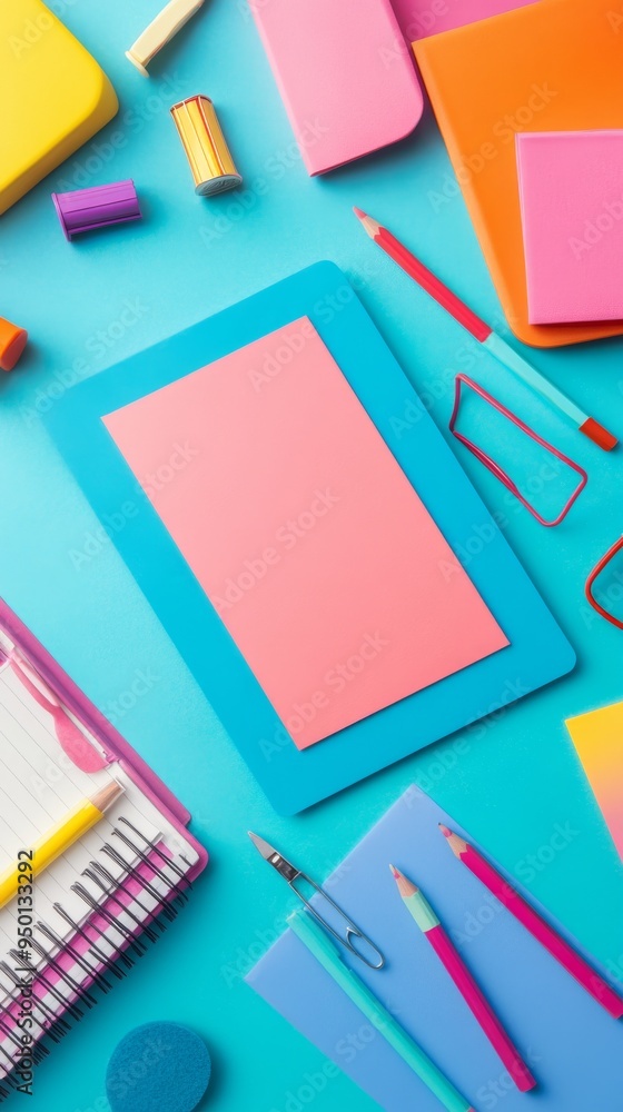 Playful Business Card Mockup onVibrant SurfaceColorful Office Supplies Playful Business Card Mockup onVibrant SurfaceColorful Office Supplies