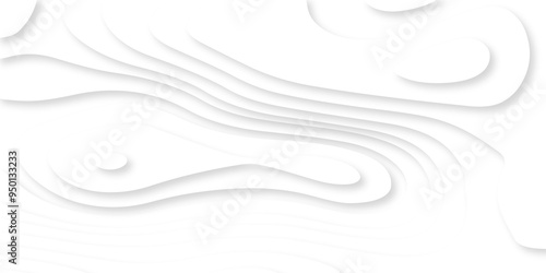 Abstract luxury white modern 3d papercut, topography map circle and wave line smooth multilayer pattern. vector white art papercut design Topographic geometric map relief texture with curved layers.