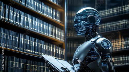 AI ethics and legal concepts artificial intelligence law and online technology of legal regulations Controlling artificial intelligence technology is a high risk.