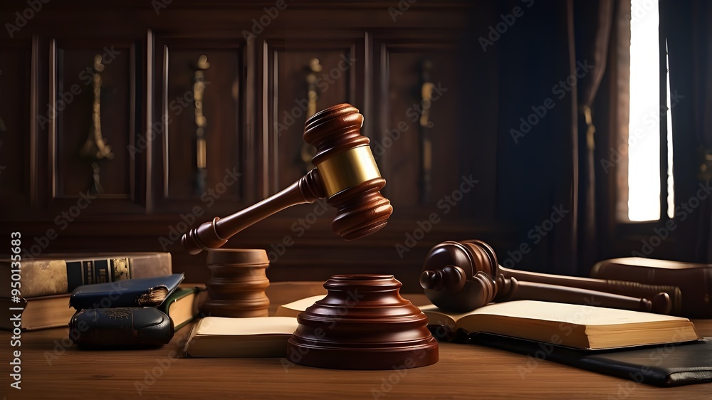 A courtroom gavel is used in this concept of law and authority to represent the adjudication of criminal crimes, legislative power, and judicial decisions. A courtroom gavel is used in this concept of law and authority to represent the adjudication of criminal crimes, legislative power, and judicial decisions.
