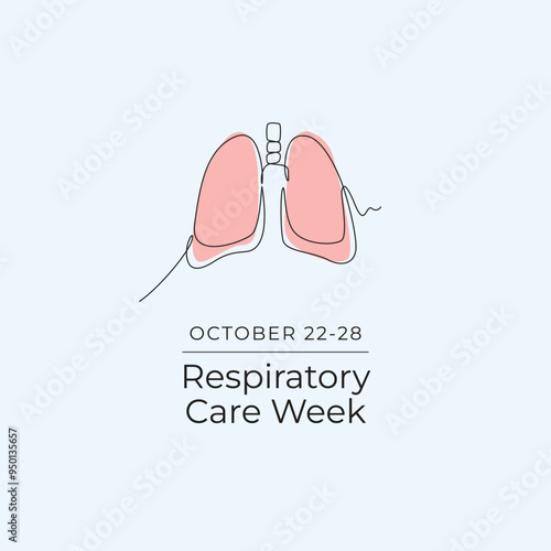 Respiratory Care Week vector design template good for celebration usage. Respiratory Care Week design. Continuous line drawing. eps 10.