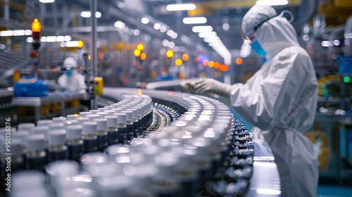 Workers on a pharmaceutical manufacturing