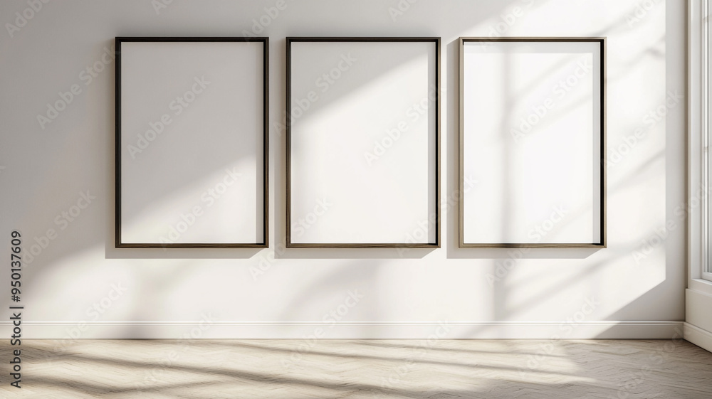 3 vertical blank frames on the wall